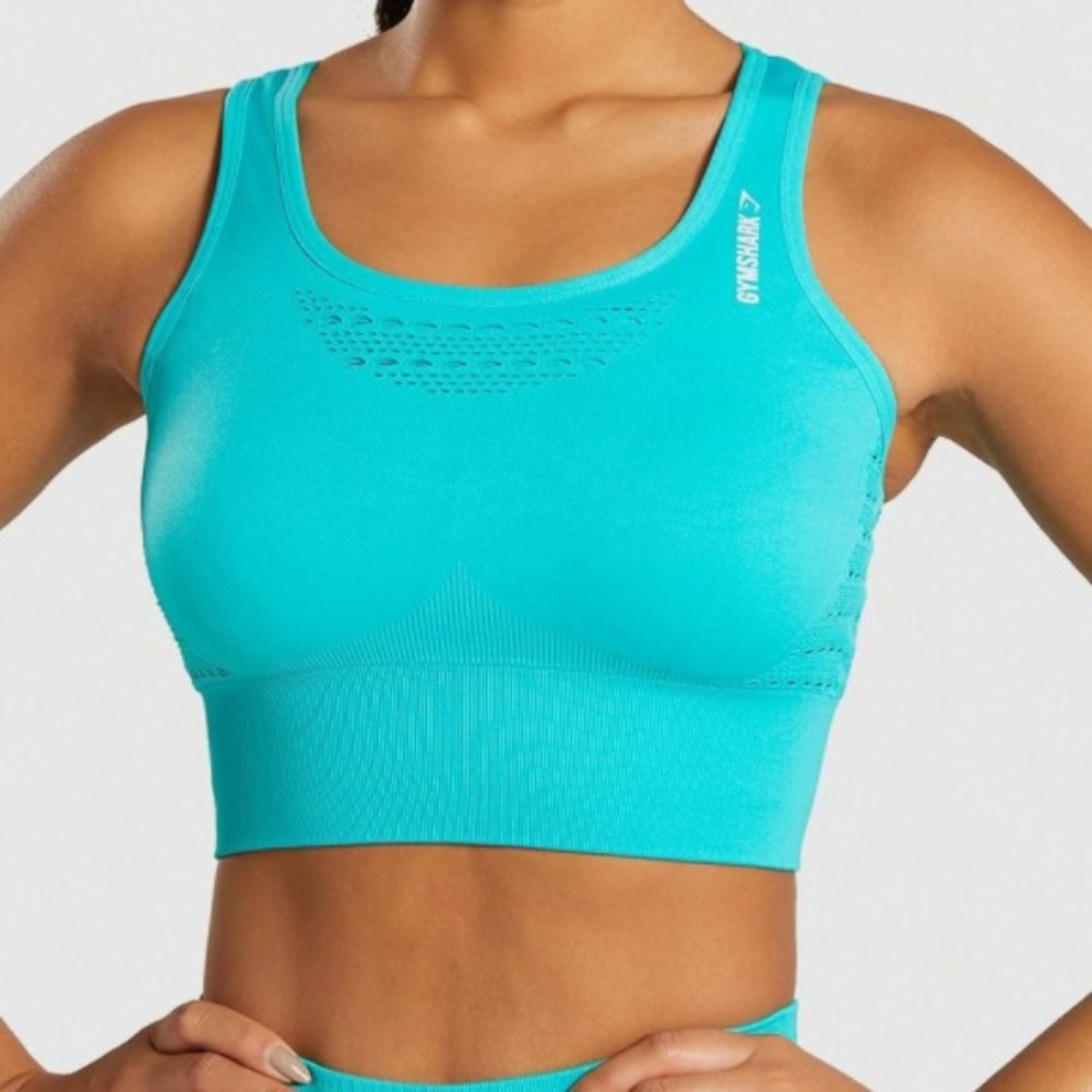 Gymshark Energy+ Seamless Crop Top Tropical Blue